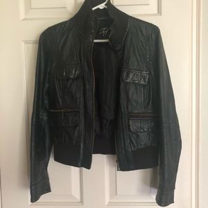 Black faux leather zip up jacket from ZARA size M